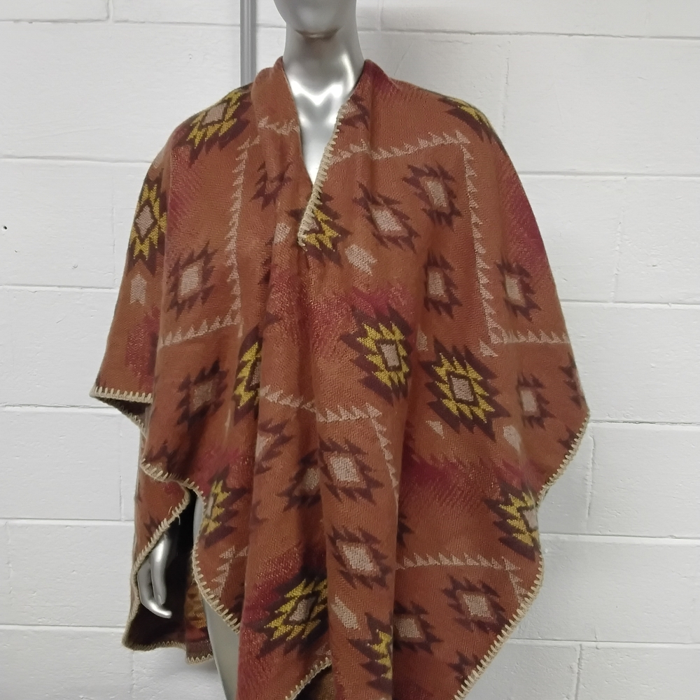 Geometric Patterned Poncho - Picture 2 of 5